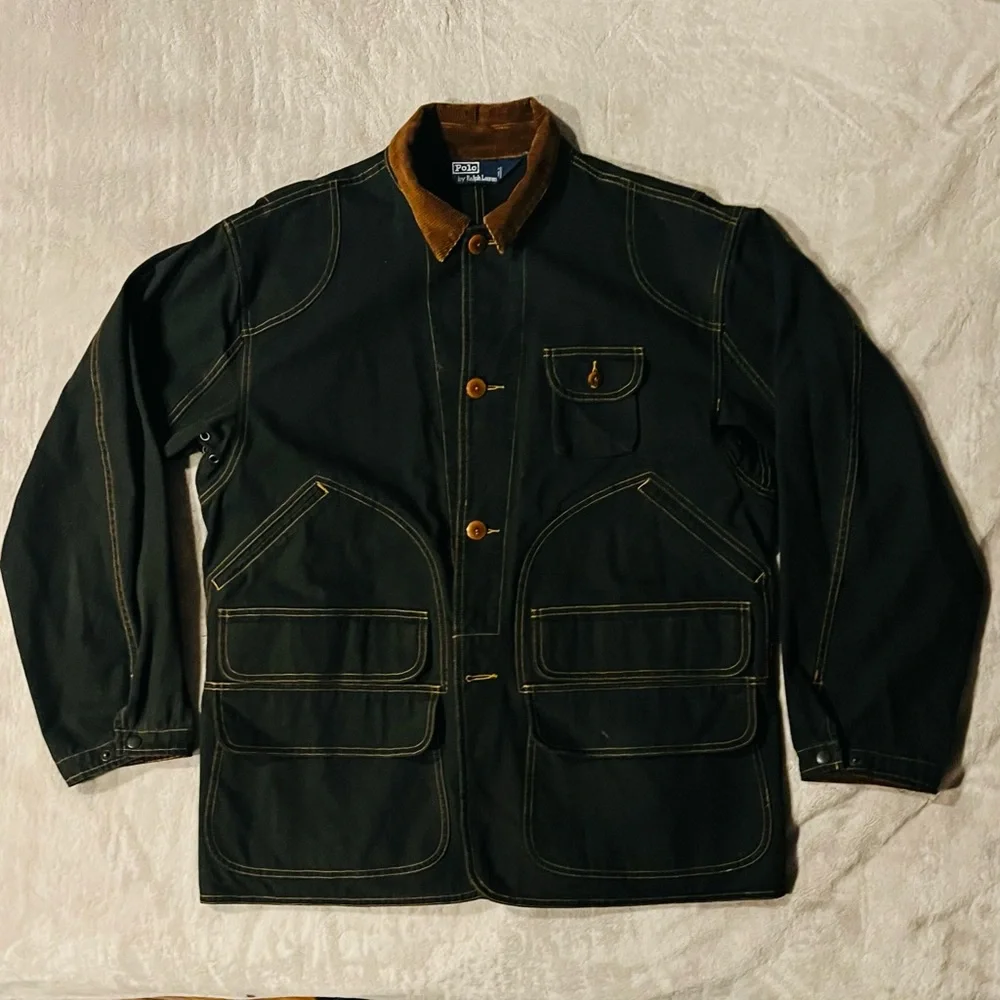 Vintage Polo Ralph Lauren Black Chore Coat Barn Jacket Men’s Size Medium - Picture 1 of 4